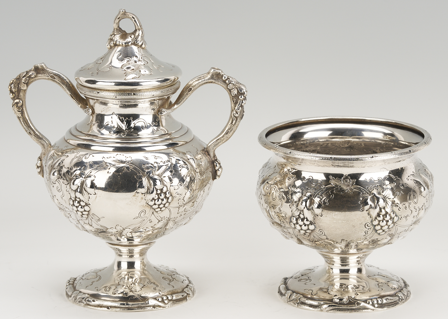 Lot 102: Schultz Repousse Sterling 4 pc. Tea Set, Sylvan Bros. retailed