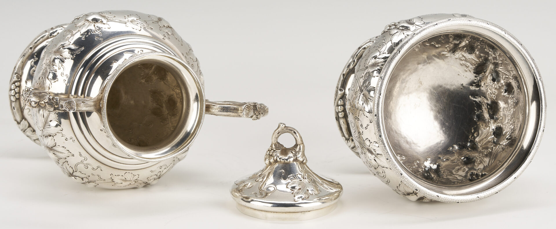 Lot 102: Schultz Repousse Sterling 4 pc. Tea Set, Sylvan Bros. retailed