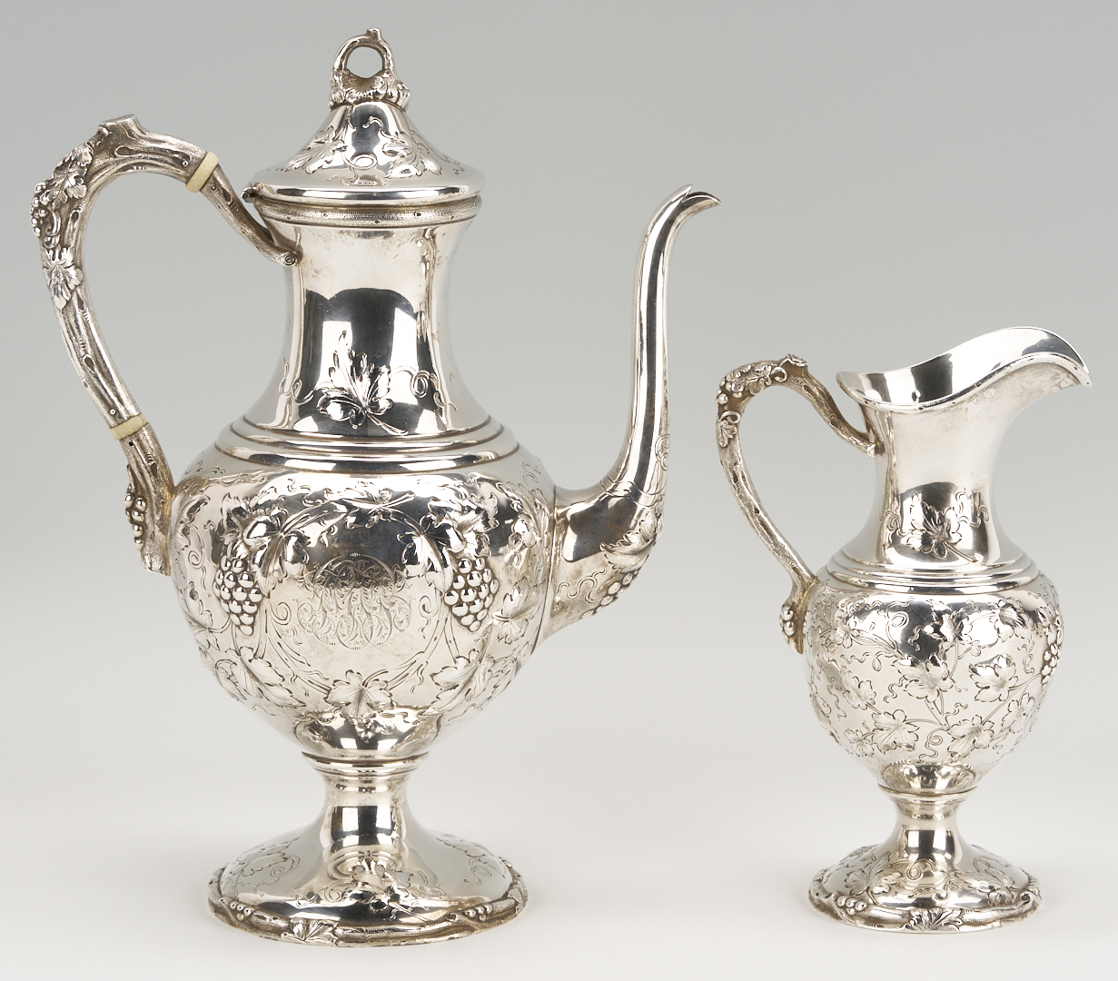 Lot 102: Schultz Repousse Sterling 4 pc. Tea Set, Sylvan Bros. retailed