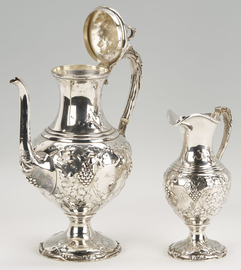 Lot 102: Schultz Repousse Sterling 4 pc. Tea Set, Sylvan Bros. retailed