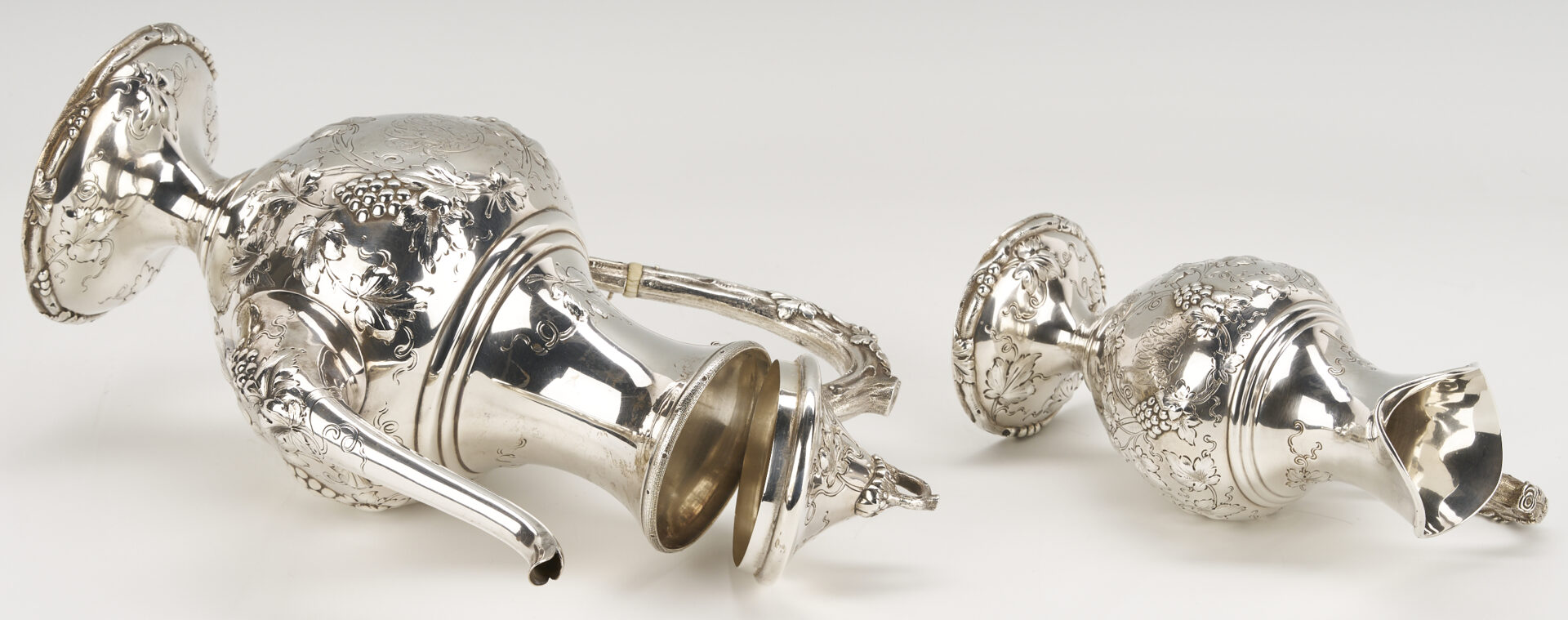 Lot 102: Schultz Repousse Sterling 4 pc. Tea Set, Sylvan Bros. retailed
