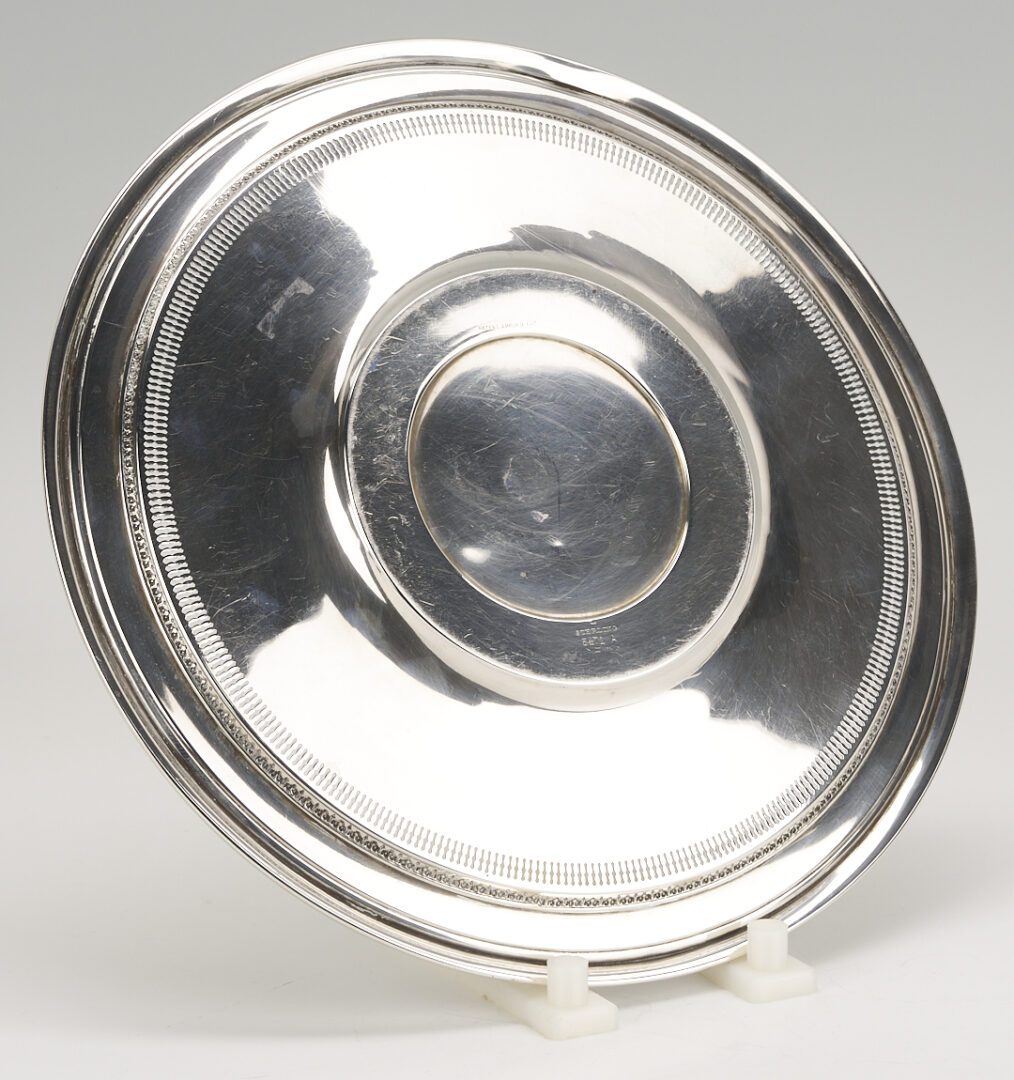 Lot 1032: 12 Sterling Silver Items: Plate, Spoons, Egg Cutter