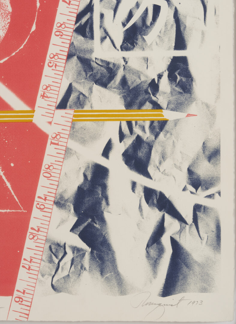 Lot 1035: James Rosenquist Lithograph, Flame Out for Picasso