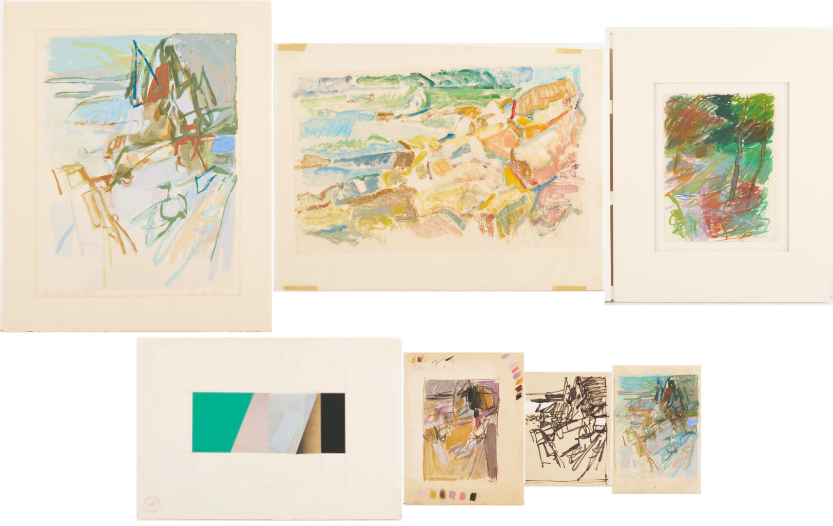 Lot 1041: 7 George Bunker Works on Paper Incl. Painting, Print, Collage, & Drawings