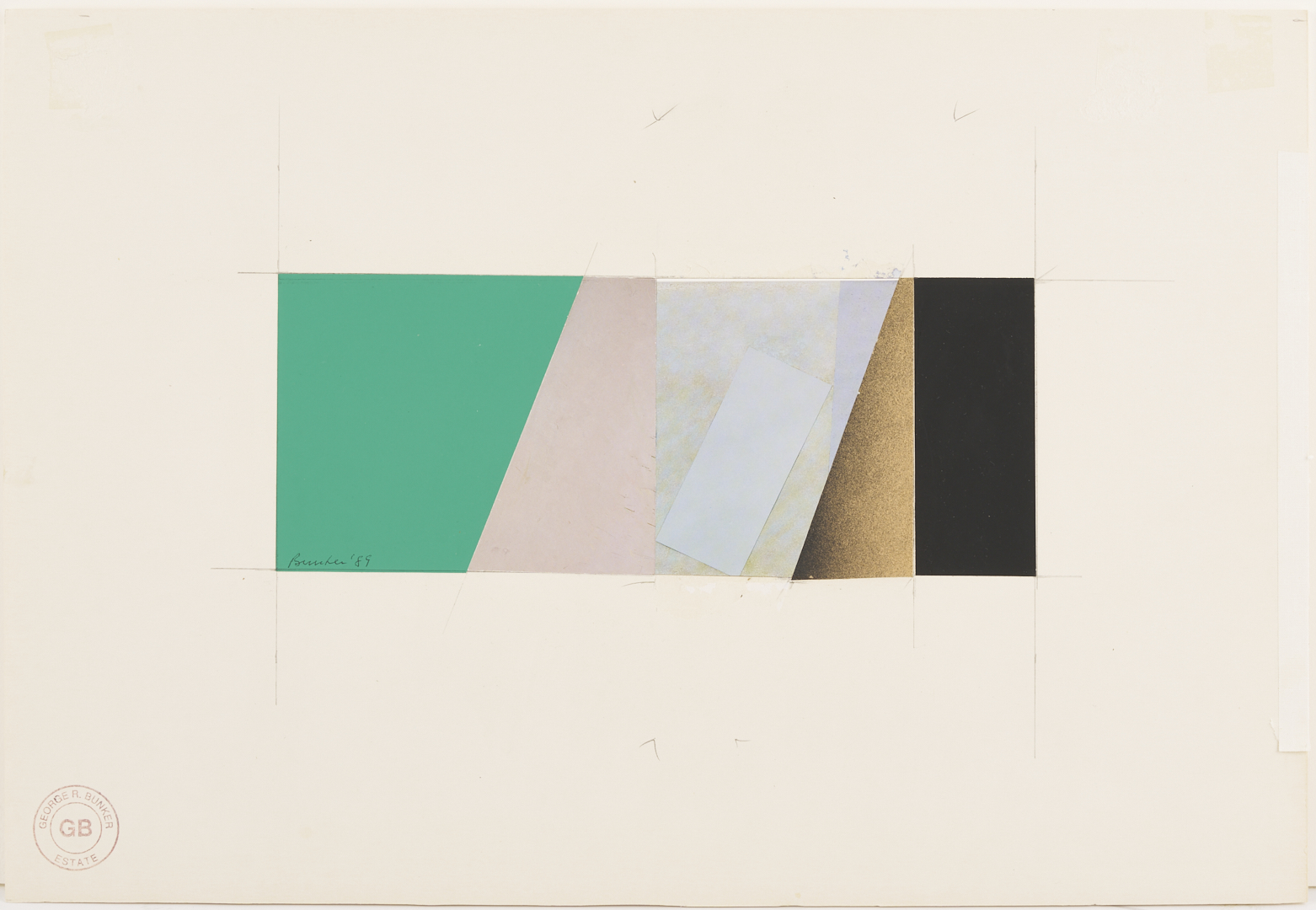 Lot 1041: 7 George Bunker Works on Paper Incl. Painting, Print, Collage, & Drawings