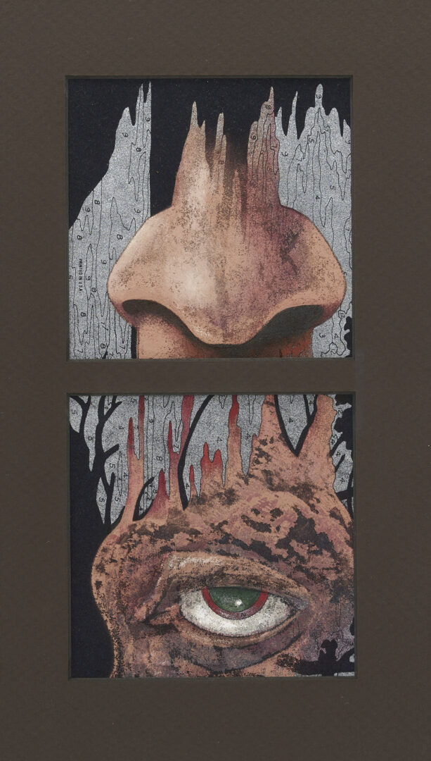 Lot 1044: Robert Reep Paint & Ink Vertical Dyptich, 1993