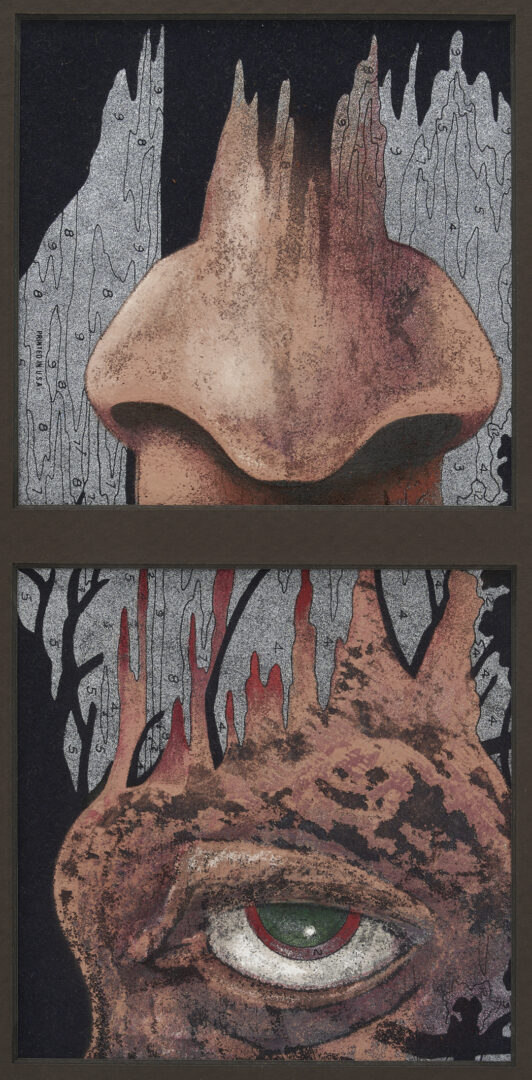 Lot 1044: Robert Reep Paint & Ink Vertical Dyptich, 1993
