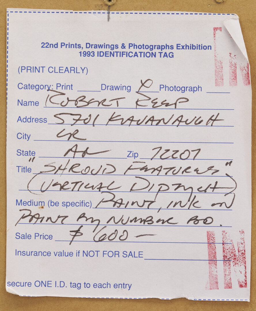 Lot 1044: Robert Reep Paint & Ink Vertical Dyptich, 1993