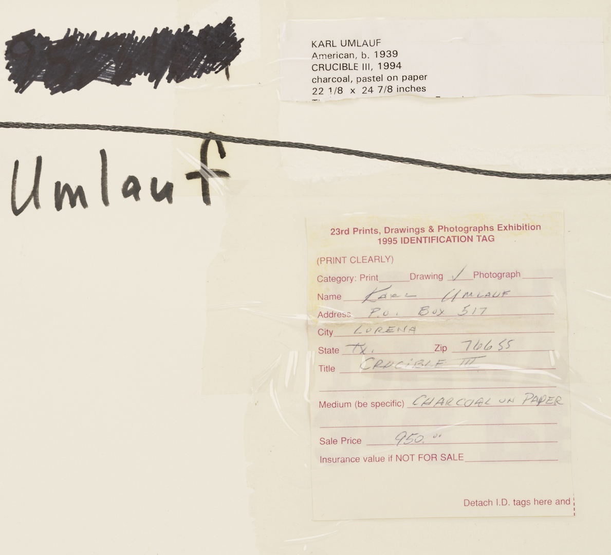 Lot 1045: Karl Umlauf Charcoal and Pastel on Paper, Crucible III
