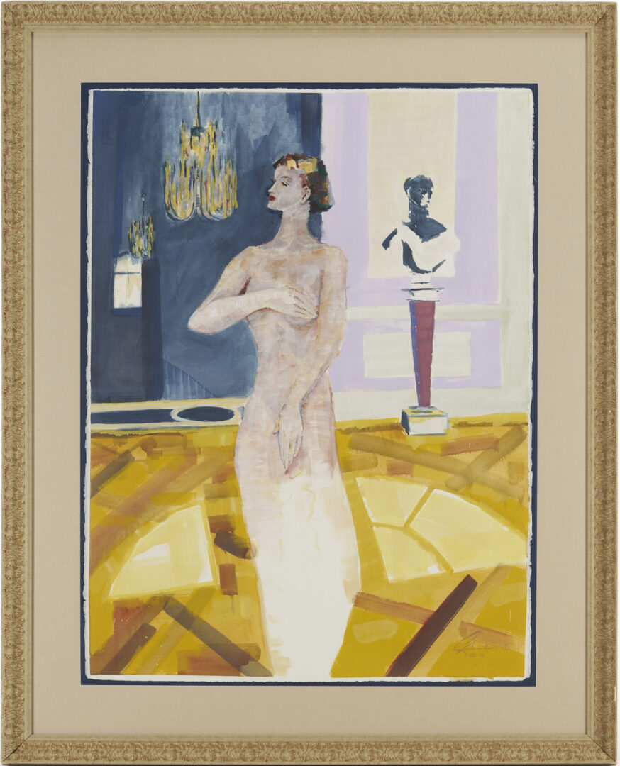 Lot 1049: Robert Sutherland Mixed Media, Nude in Versailles