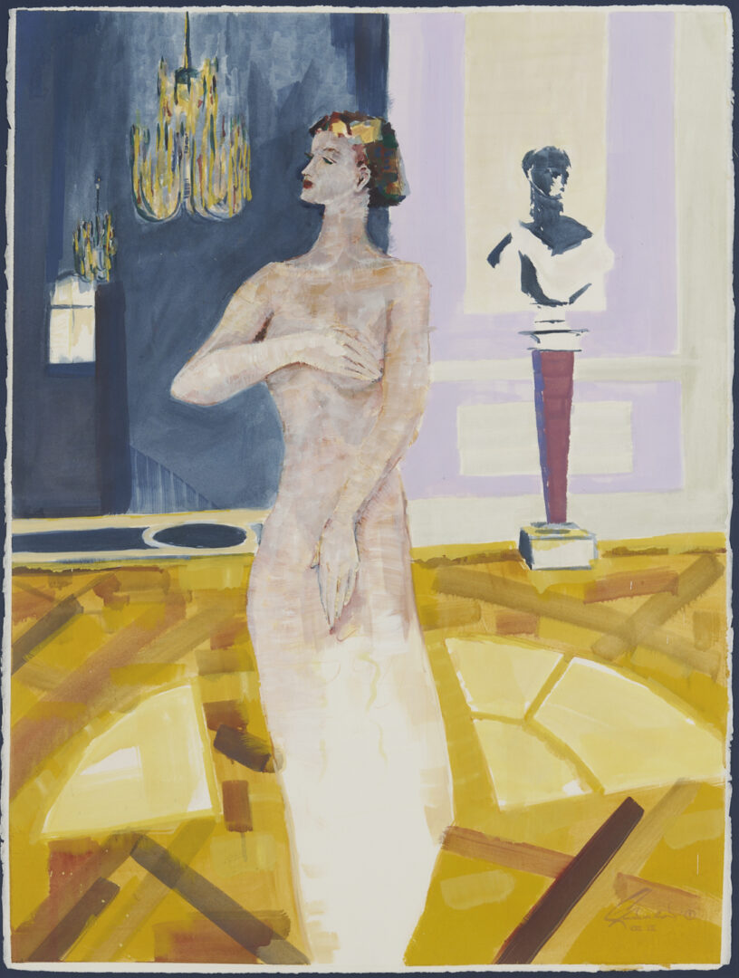 Lot 1049: Robert Sutherland Mixed Media, Nude in Versailles
