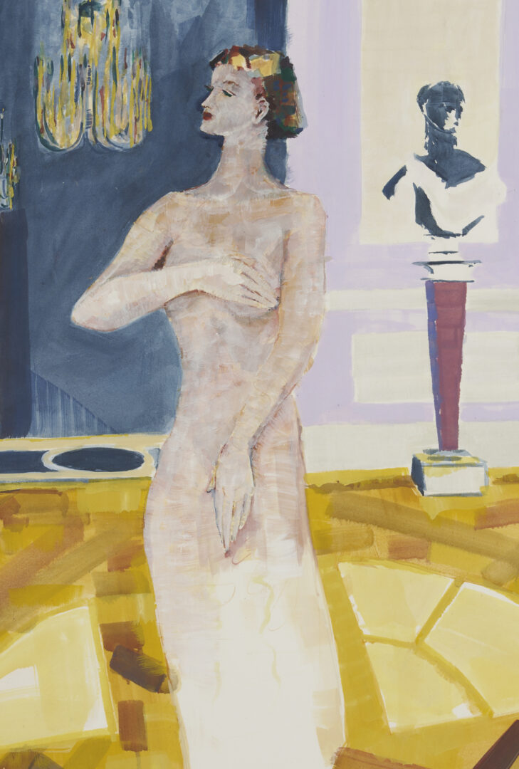 Lot 1049: Robert Sutherland Mixed Media, Nude in Versailles