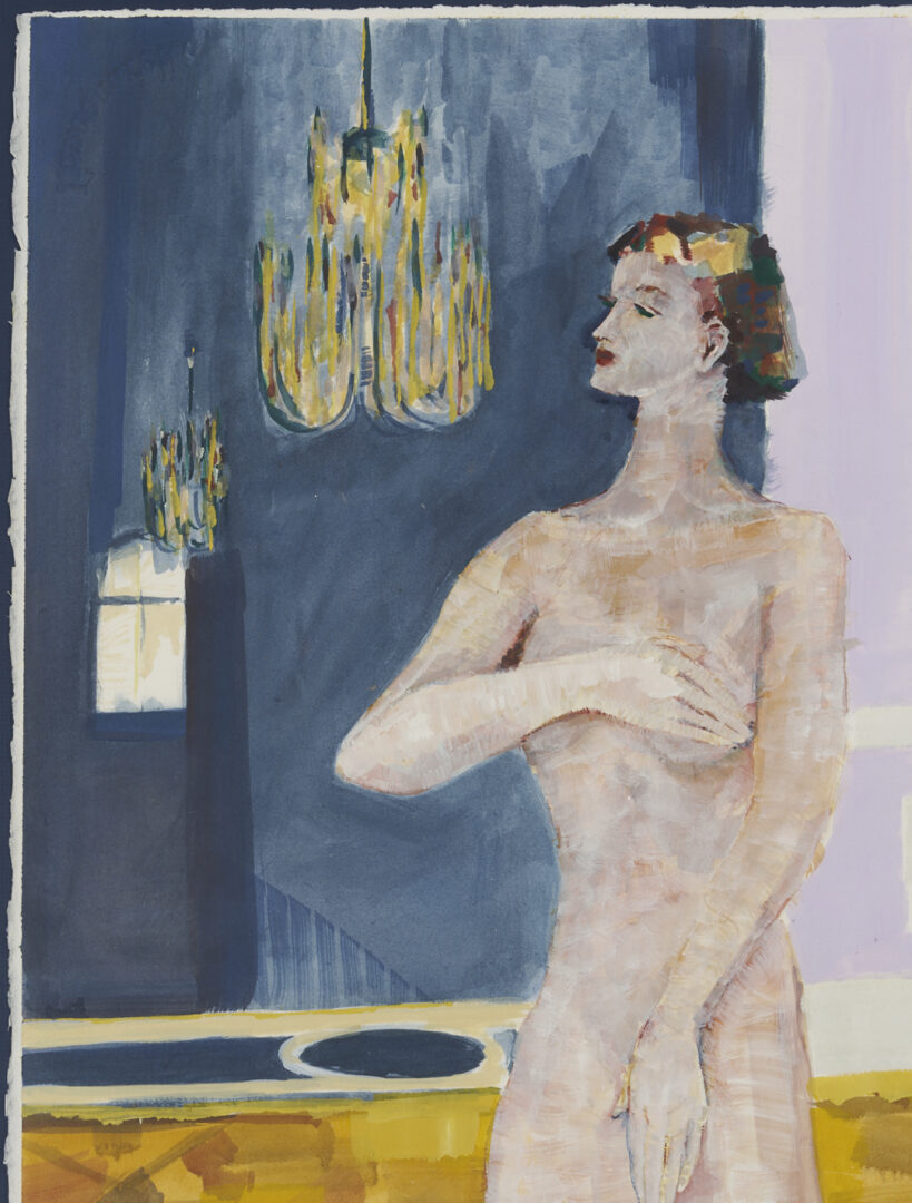 Lot 1049: Robert Sutherland Mixed Media, Nude in Versailles