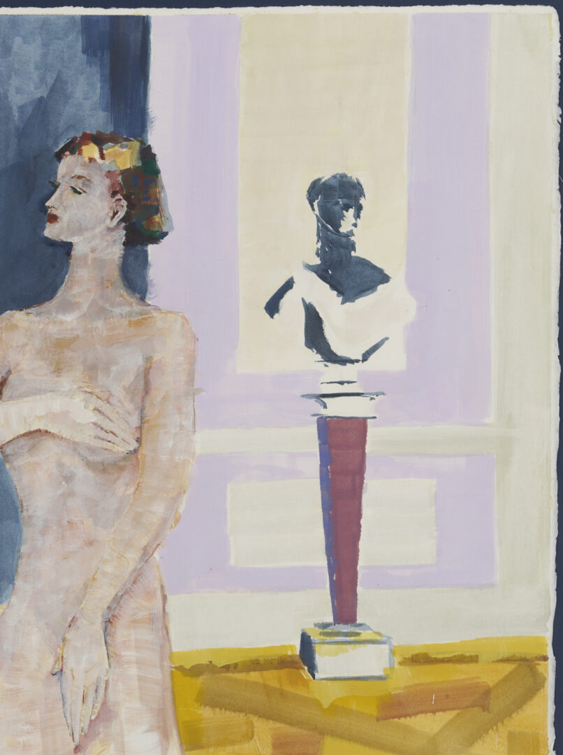 Lot 1049: Robert Sutherland Mixed Media, Nude in Versailles