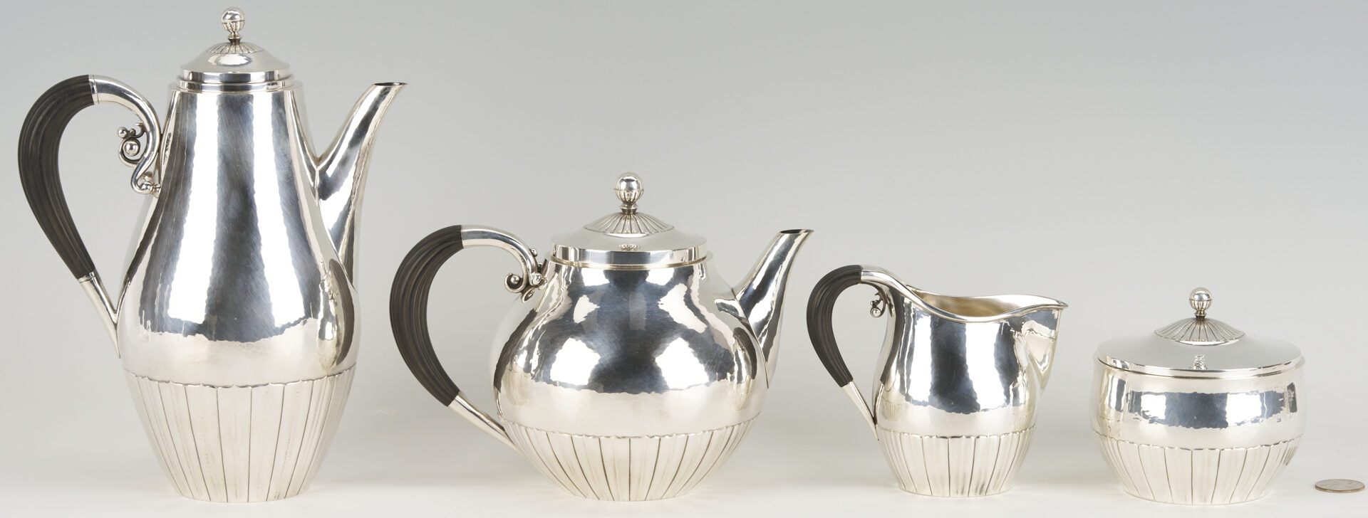 Lot 104: Georg Jensen Cosmos 4 Pc Tea Set, Johan Rohde Design