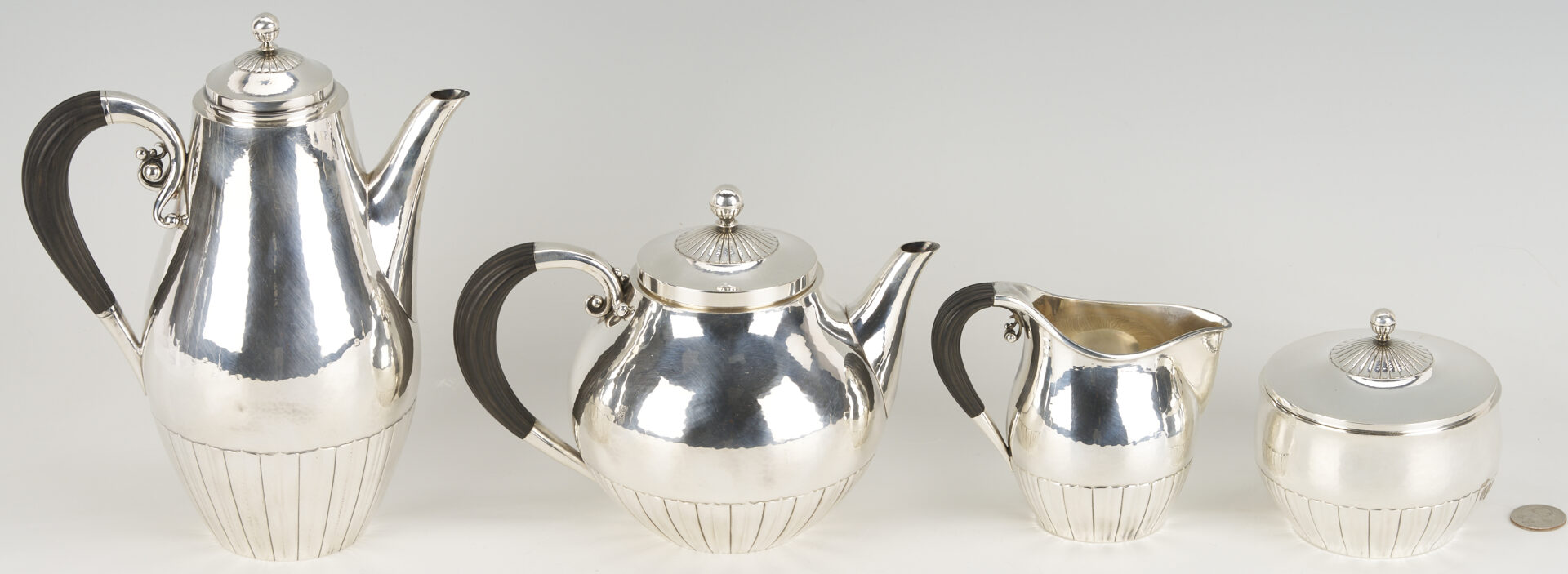 Lot 104: Georg Jensen Cosmos 4 Pc Tea Set, Johan Rohde Design