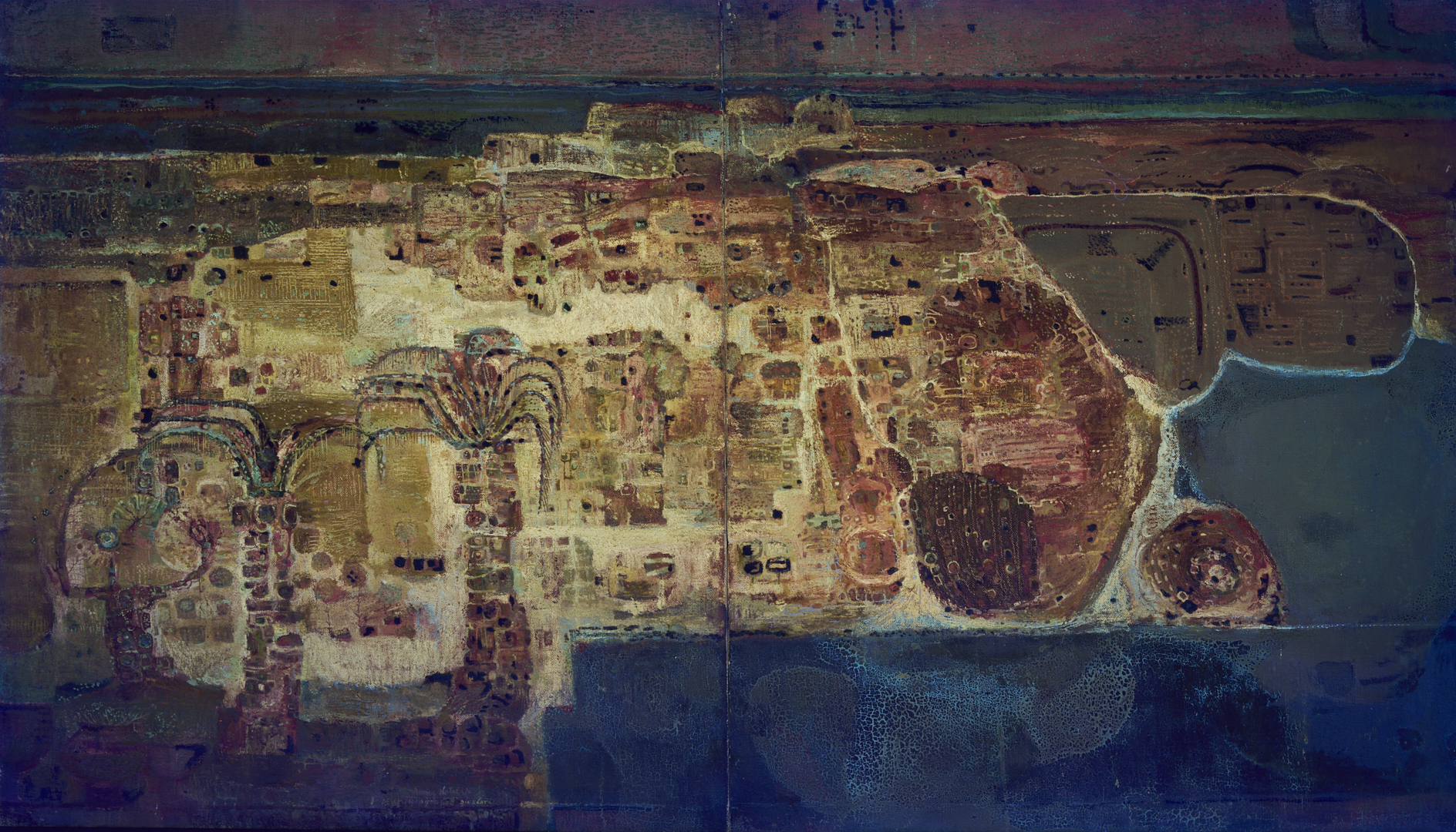 Lot 1052: Amrus Natalsya O/C Modernist Indonesian Landscape Painting