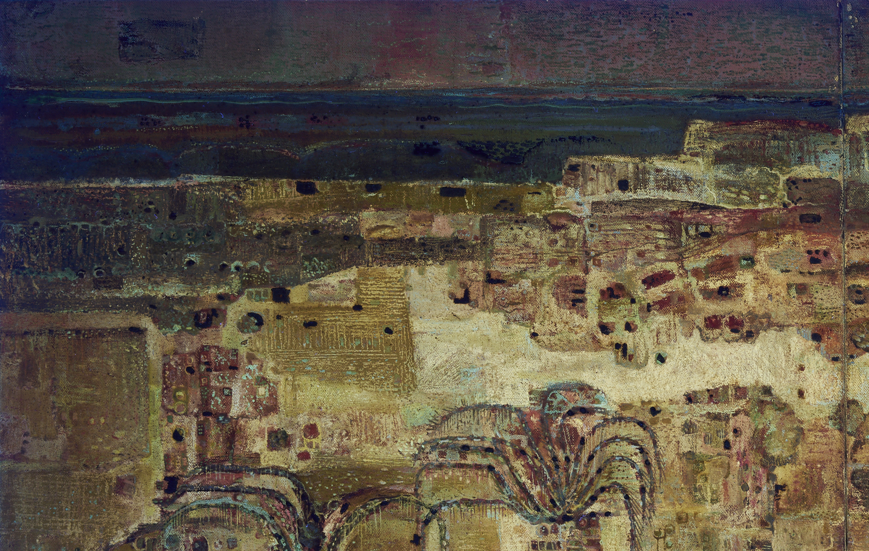 Lot 1052: Amrus Natalsya O/C Modernist Indonesian Landscape Painting