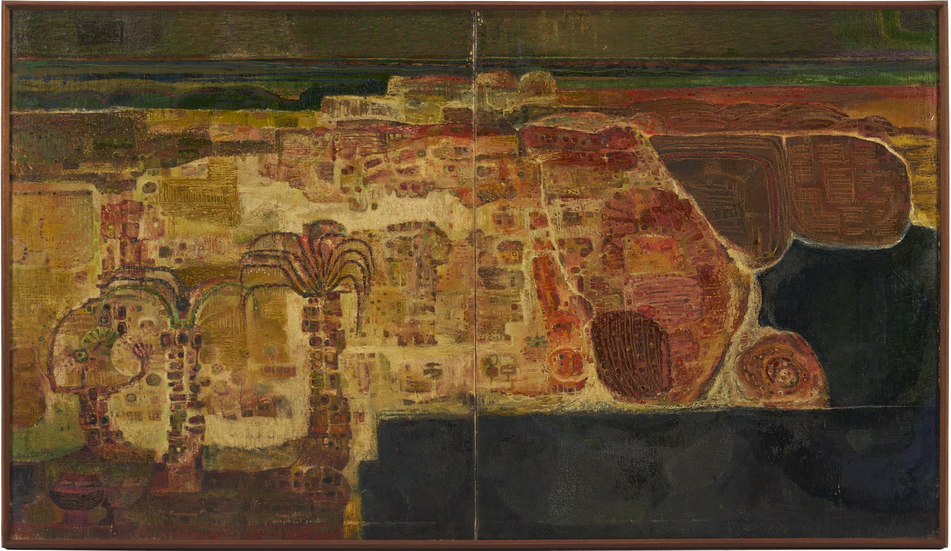 Lot 1052: Amrus Natalsya O/C Modernist Indonesian Landscape Painting