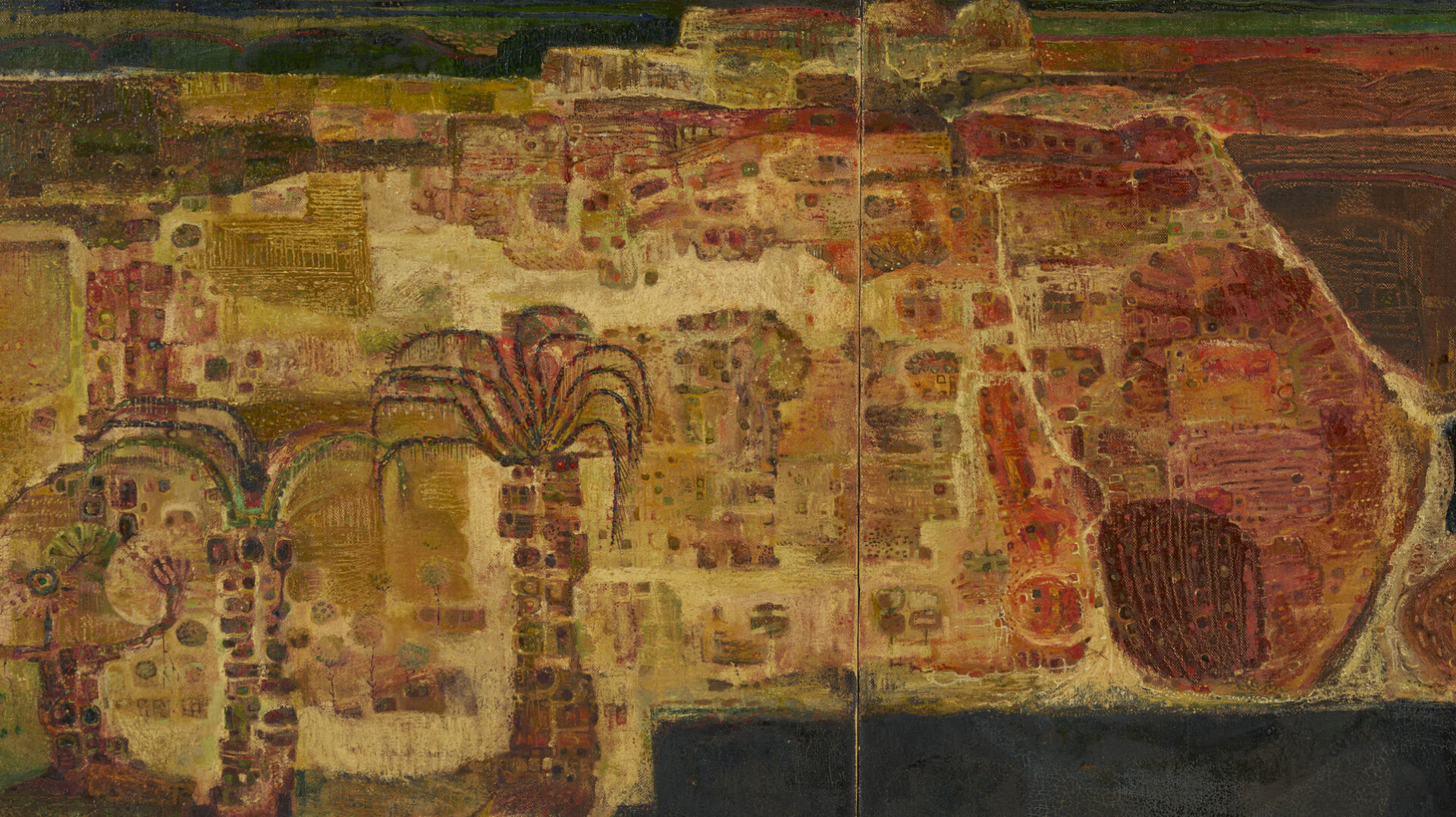 Lot 1052: Amrus Natalsya O/C Modernist Indonesian Landscape Painting