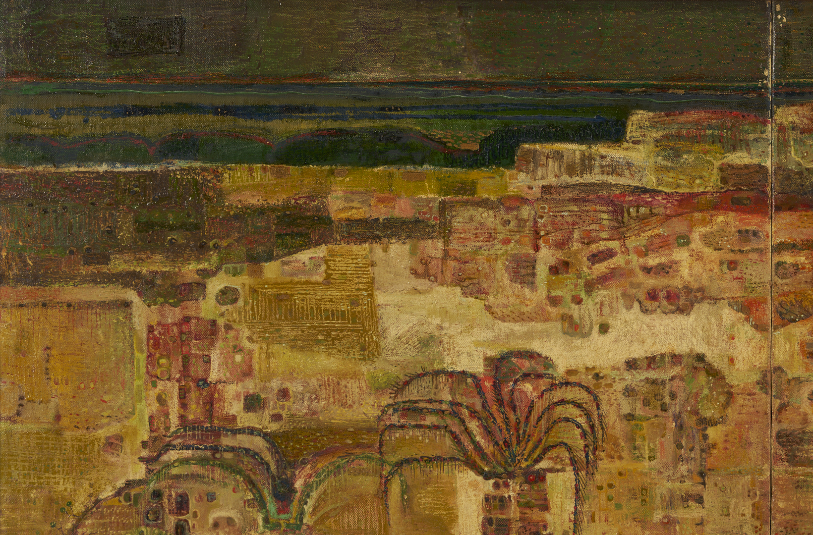 Lot 1052: Amrus Natalsya O/C Modernist Indonesian Landscape Painting