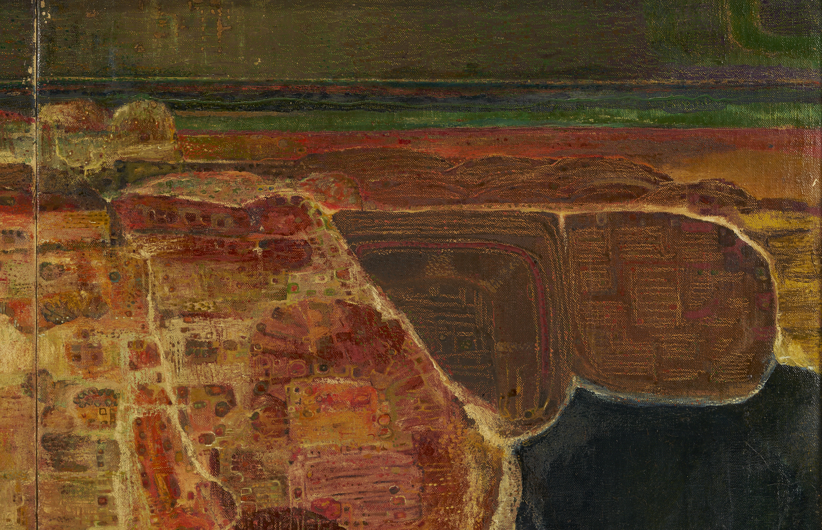 Lot 1052: Amrus Natalsya O/C Modernist Indonesian Landscape Painting