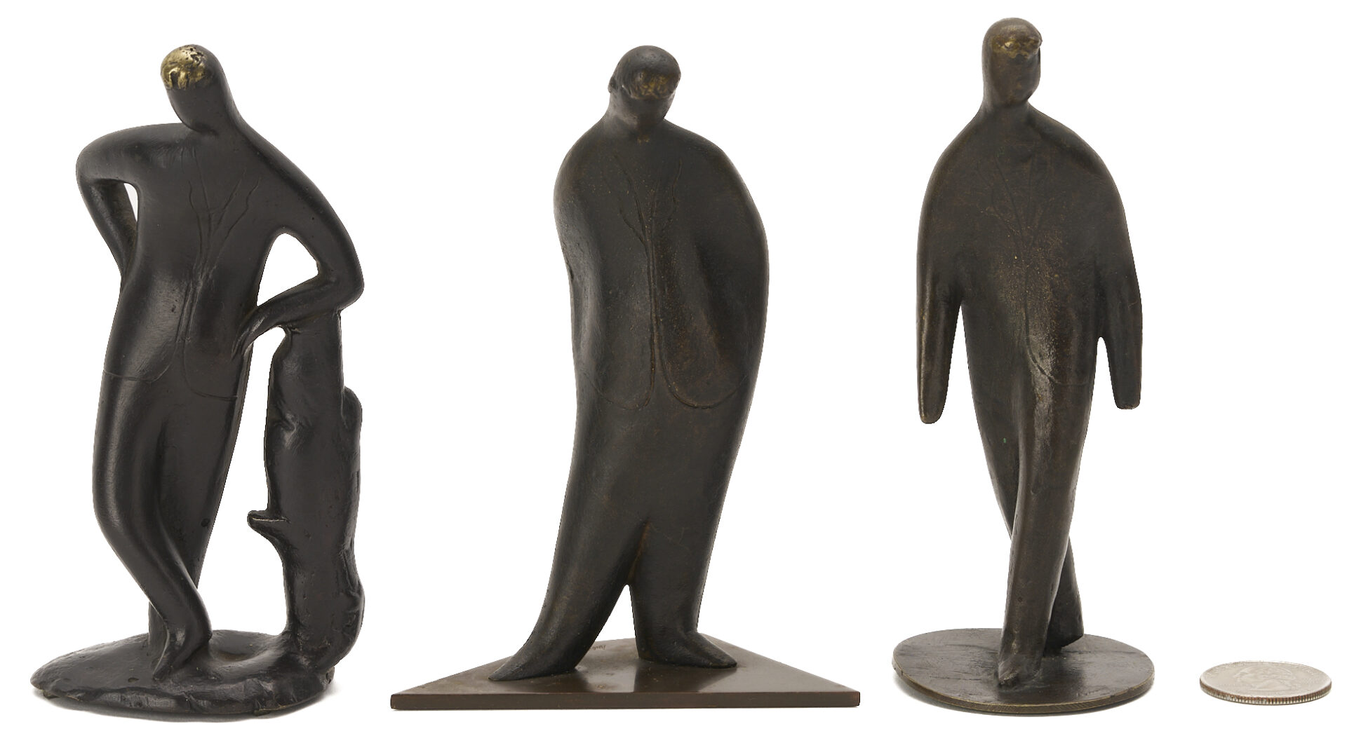 Lot 1053: 3 Carl Aubock Sculptures, incl. Walking, Standing, and Leaning Figures