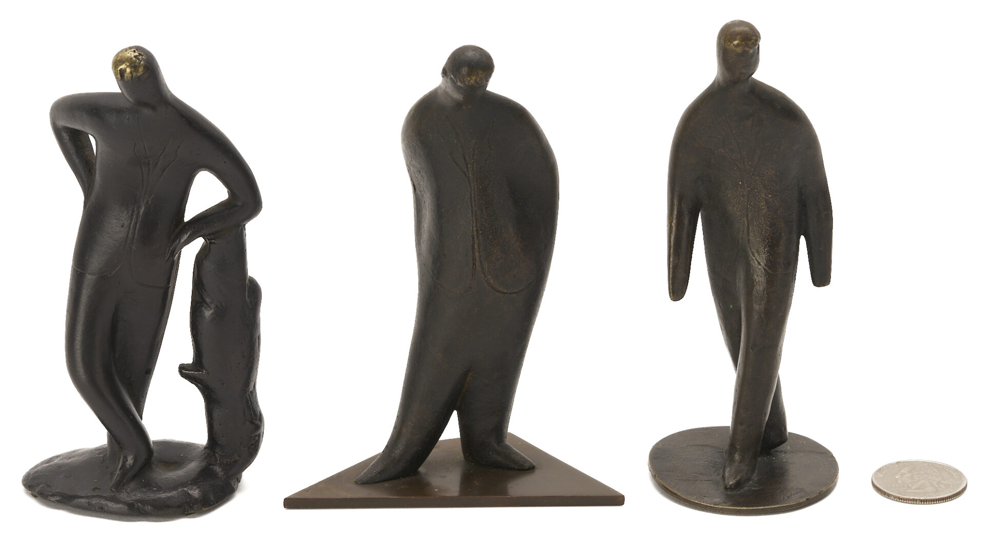 Lot 1053: 3 Carl Aubock Sculptures, incl. Walking, Standing, and Leaning Figures