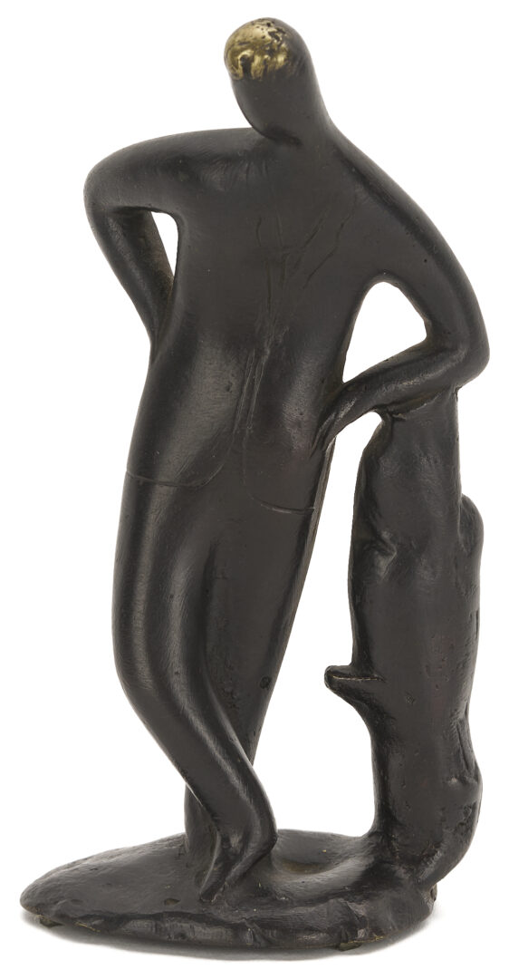 Lot 1053: 3 Carl Aubock Sculptures, incl. Walking, Standing, and Leaning Figures