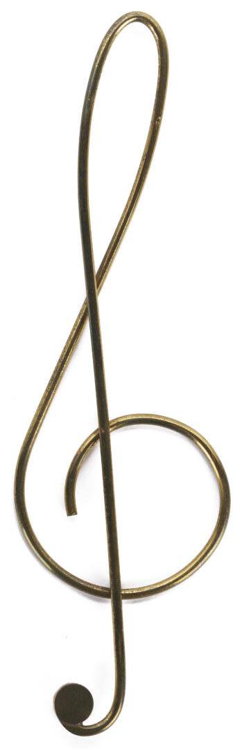 Lot 1054: 3 Carl Aubock Pieces, incl. Exhibition Book, Leaf Dish, and Treble Clef Paperclip