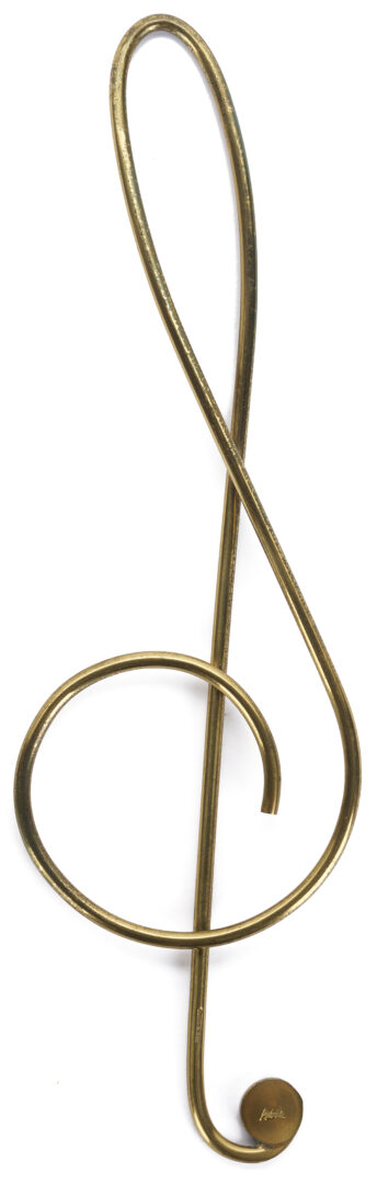 Lot 1054: 3 Carl Aubock Pieces, incl. Exhibition Book, Leaf Dish, and Treble Clef Paperclip