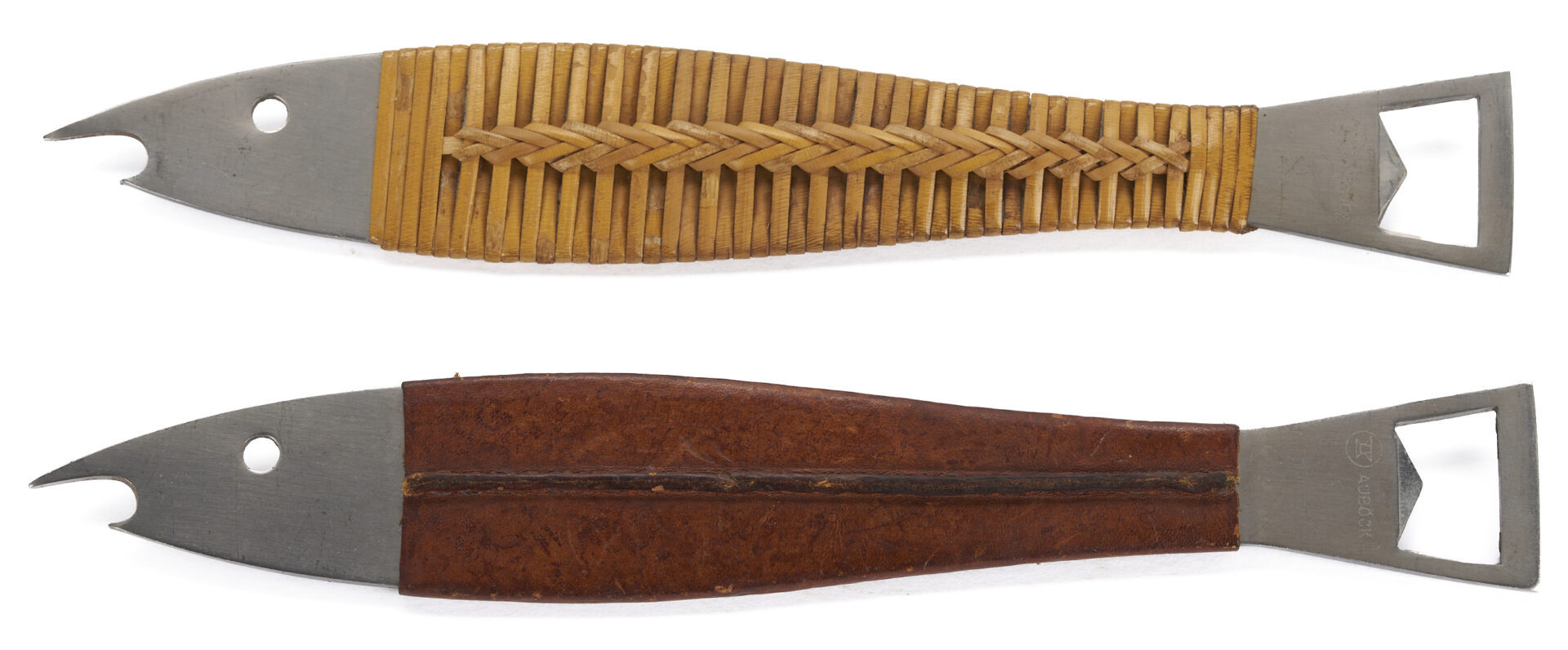 Lot 1057: 4 Pc. Carl Aubock – 2 Fish Bottle Openers, 1 Brass Bowl, and 1 Pan-Style Ashtray