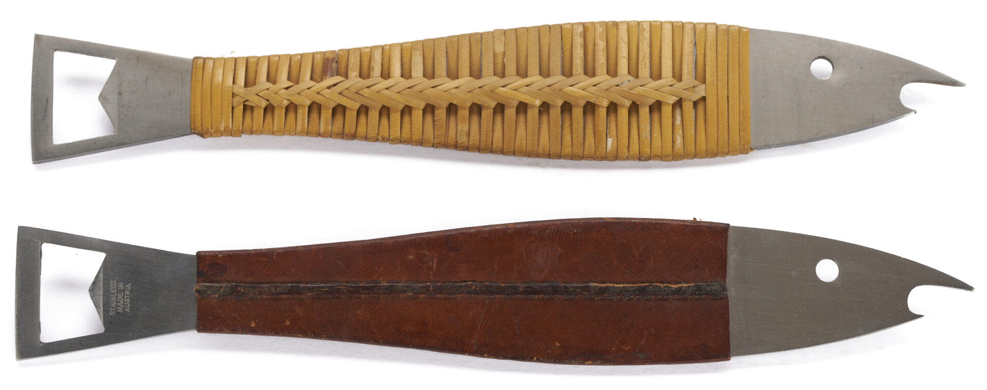 Lot 1057: 4 Pc. Carl Aubock – 2 Fish Bottle Openers, 1 Brass Bowl, and 1 Pan-Style Ashtray