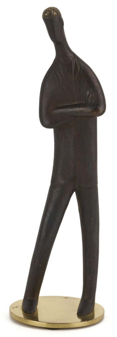 Lot 1058: Carl Aubock Sculpture “My Son” plus Austria Brass and Wood Box
