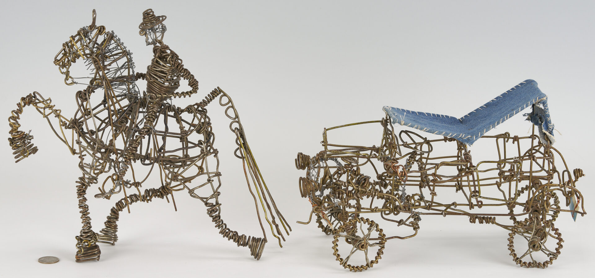 Lot 1059: 2 Vannoy Streeter Wire Sculptures: TN Walking Horse and Car