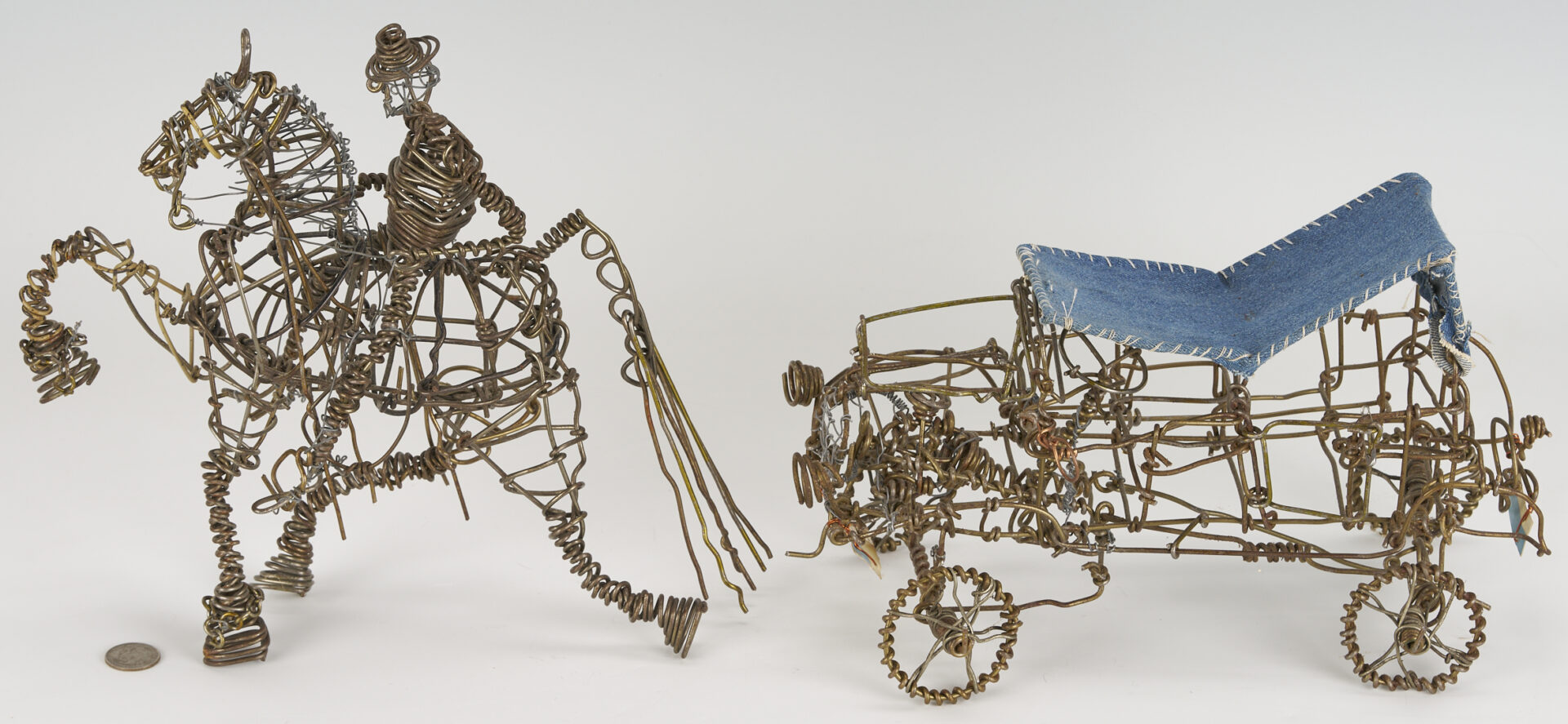 Lot 1059: 2 Vannoy Streeter Wire Sculptures: TN Walking Horse and Car