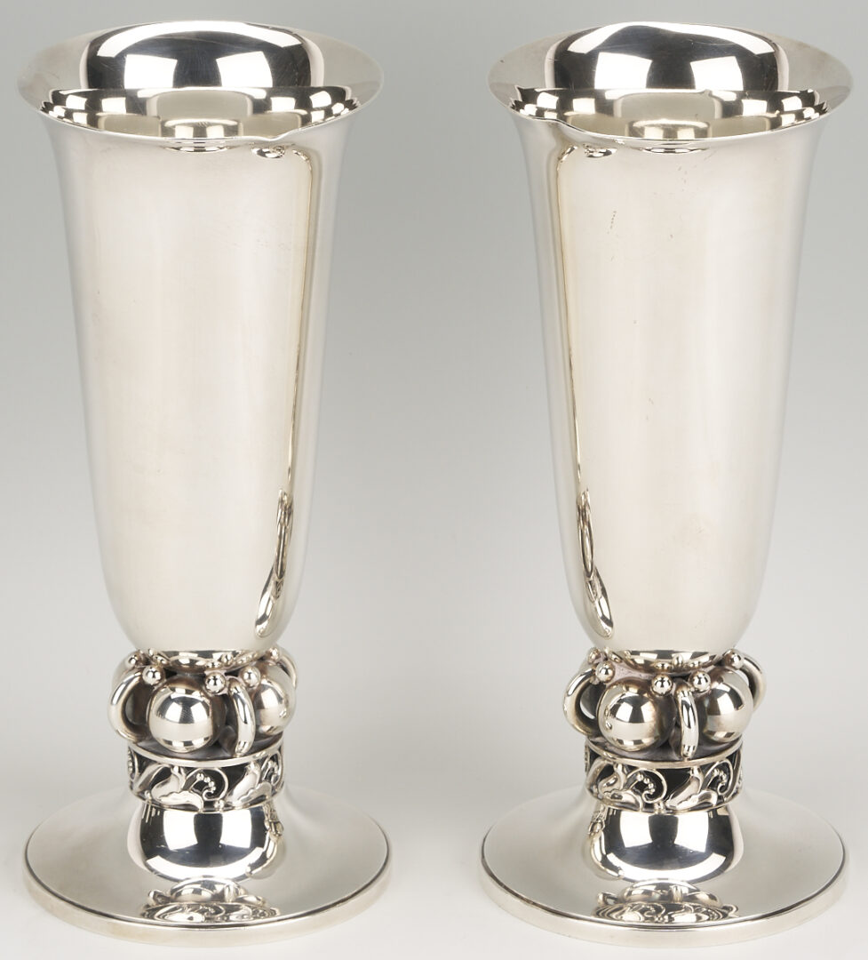 Lot 105: Pr. Sterling La Paglia Vases Plus 1 Gardiner Square Dish