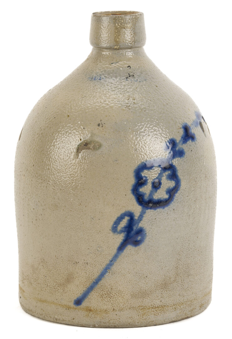 Lot 1064: 2 New York Stoneware Pottery Items: M. Woodruff Cortland & White’s Utica