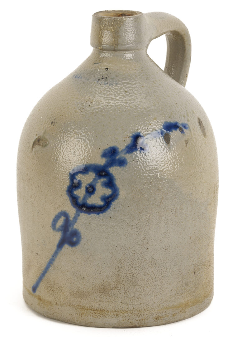 Lot 1064: 2 New York Stoneware Pottery Items: M. Woodruff Cortland & White’s Utica