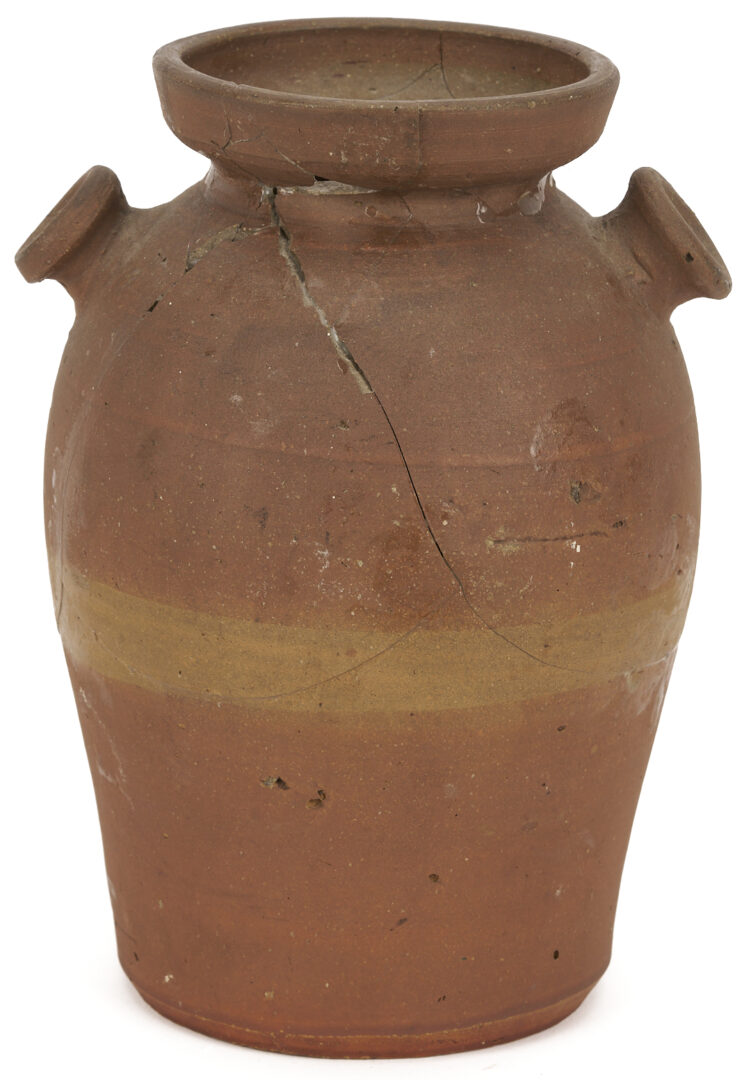 Lot 1065: 2 East TN Grindstaff Stoneware Pottery Jars, Repairs / Restoration