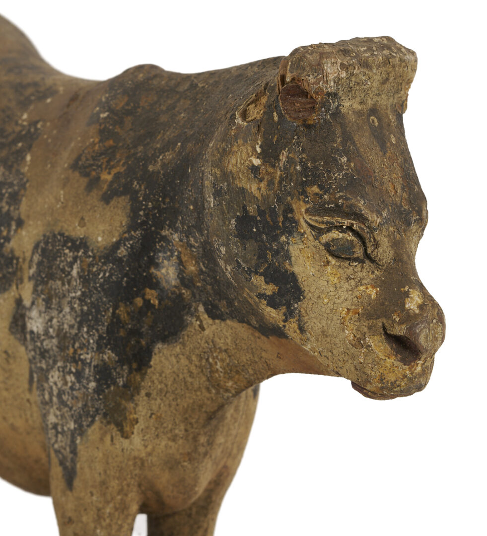 Lot 1068: Folk Art Painted Loon Decoy and Cow