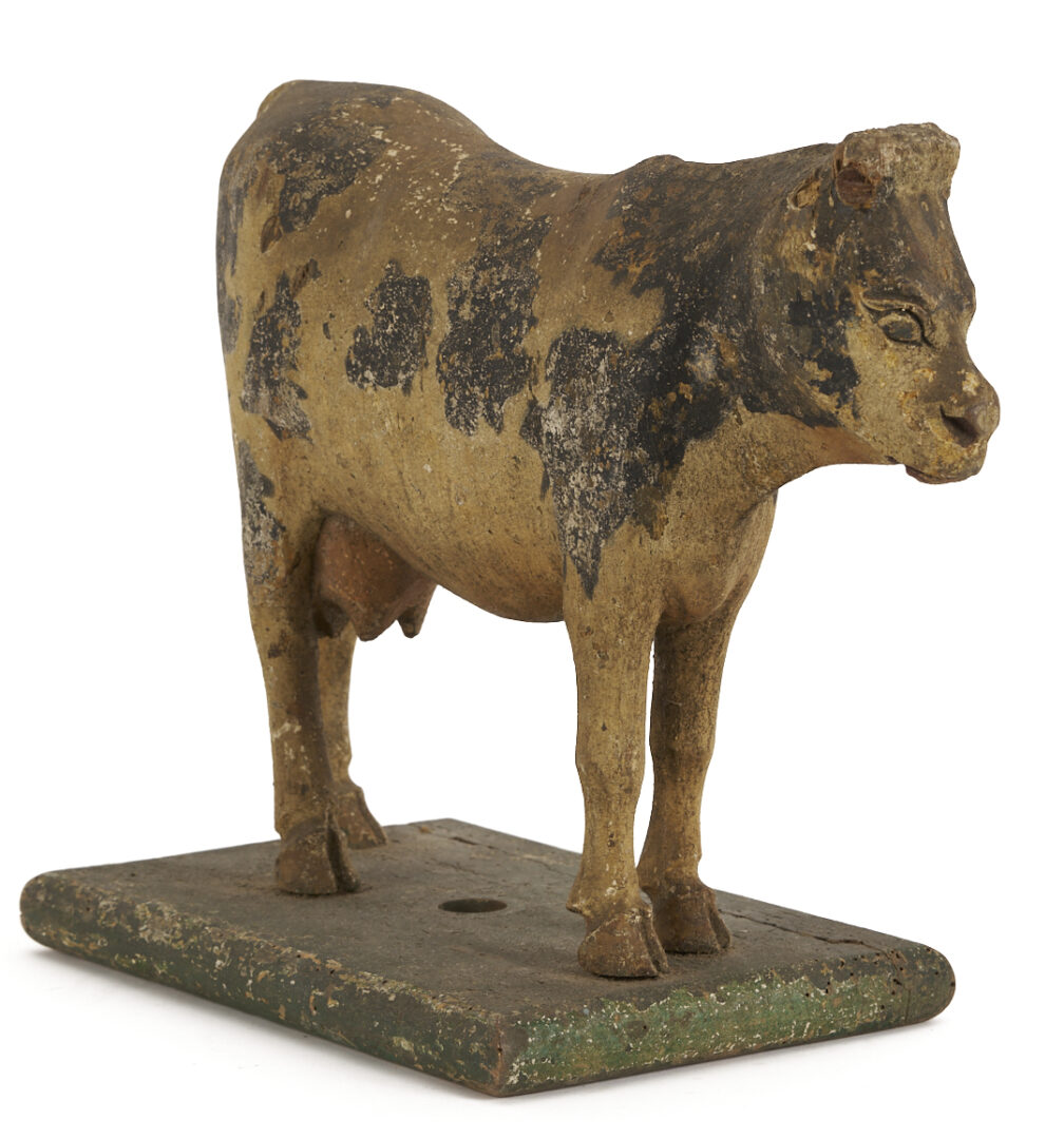 Lot 1068: Folk Art Painted Loon Decoy and Cow