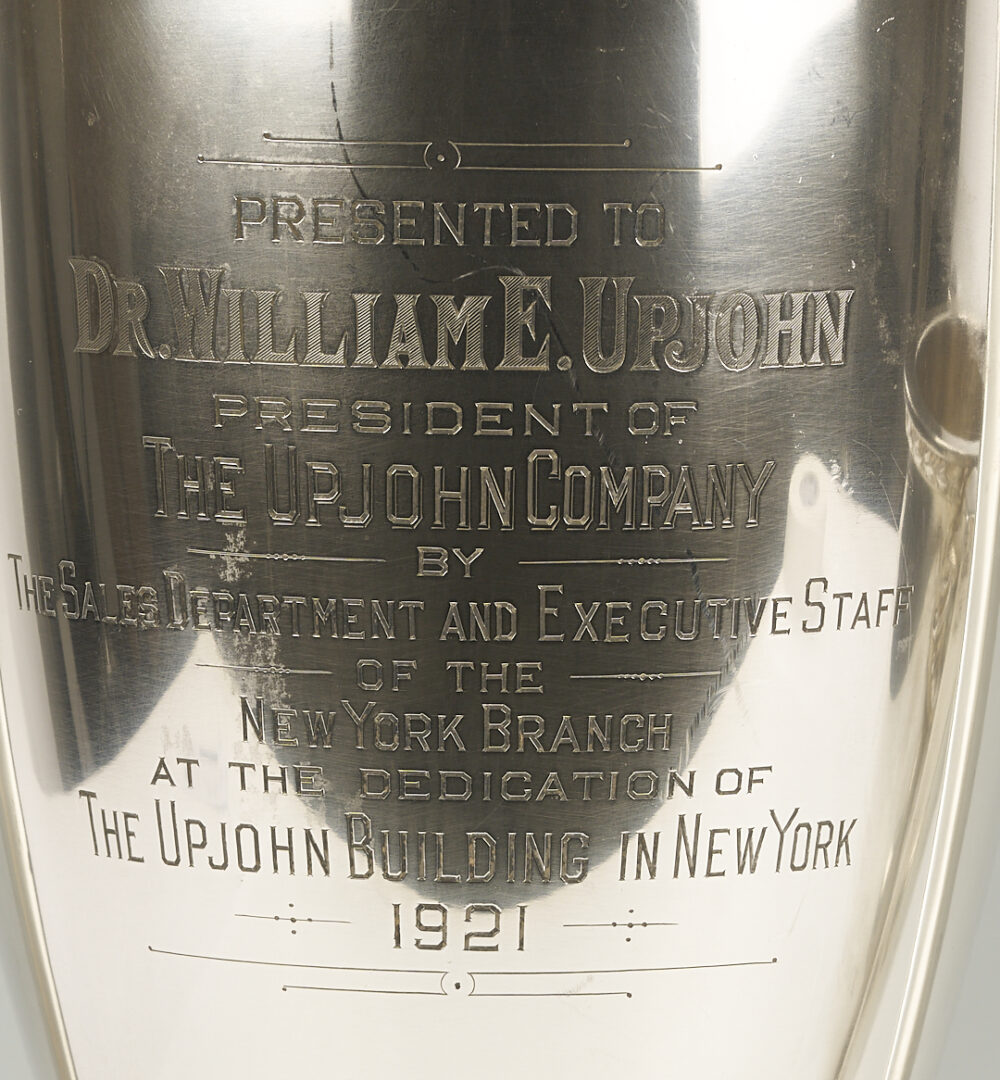 Lot 106: 2 Sterling Silver Trophies Presented to Dr. Wm. Upjohn, 1920s