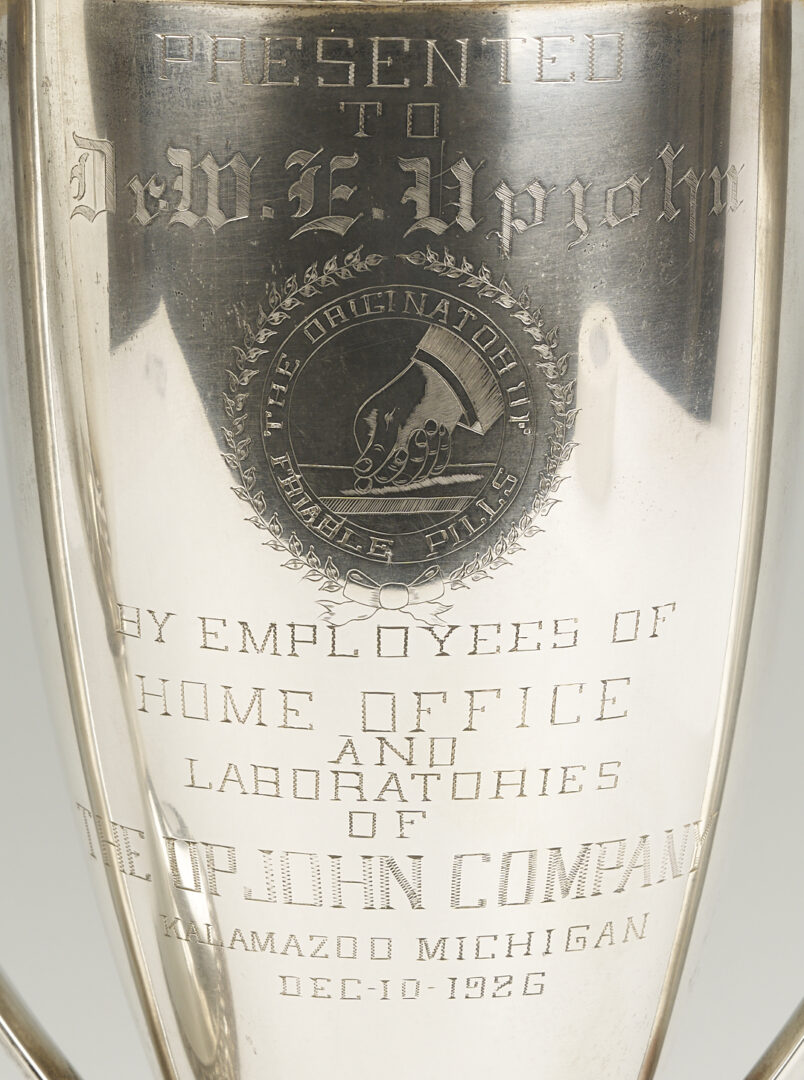 Lot 106: 2 Sterling Silver Trophies Presented to Dr. Wm. Upjohn, 1920s