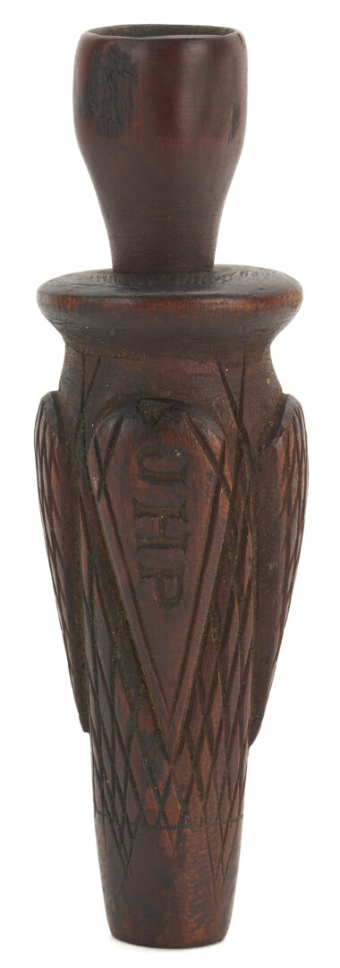 Lot 1071: Three Duck Related Items: 2 Duck Calls & 1 Contemporary Decoy