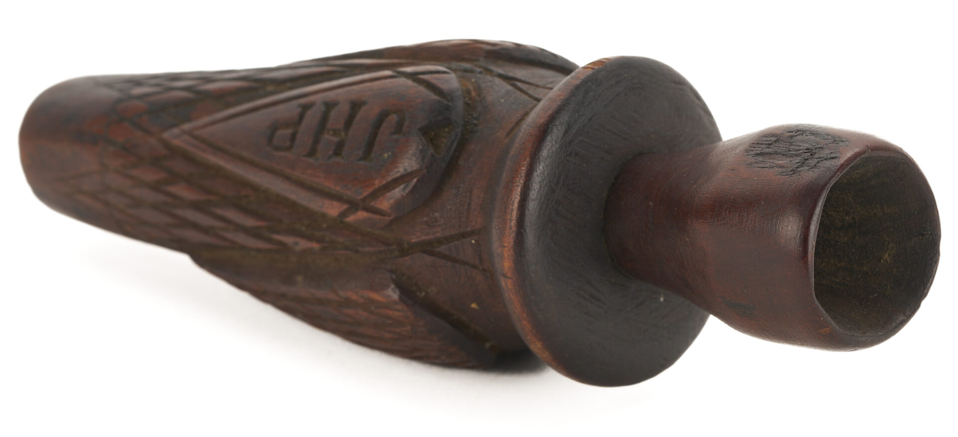 Lot 1071: Three Duck Related Items: 2 Duck Calls & 1 Contemporary Decoy