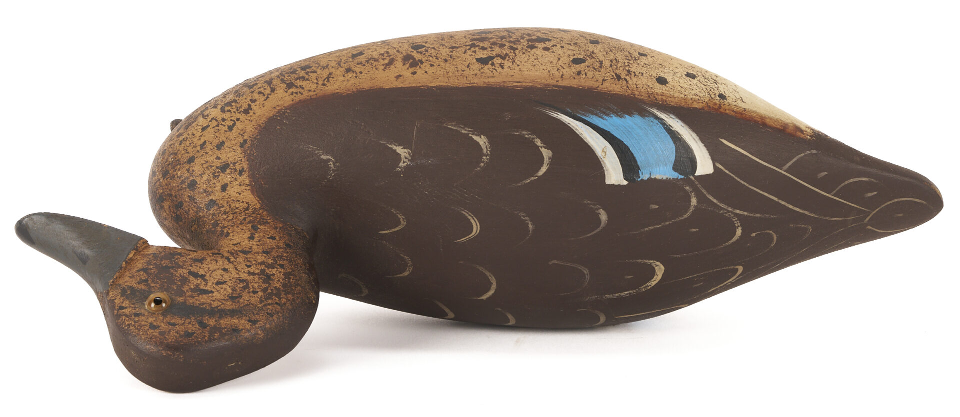 Lot 1071: Three Duck Related Items: 2 Duck Calls & 1 Contemporary Decoy