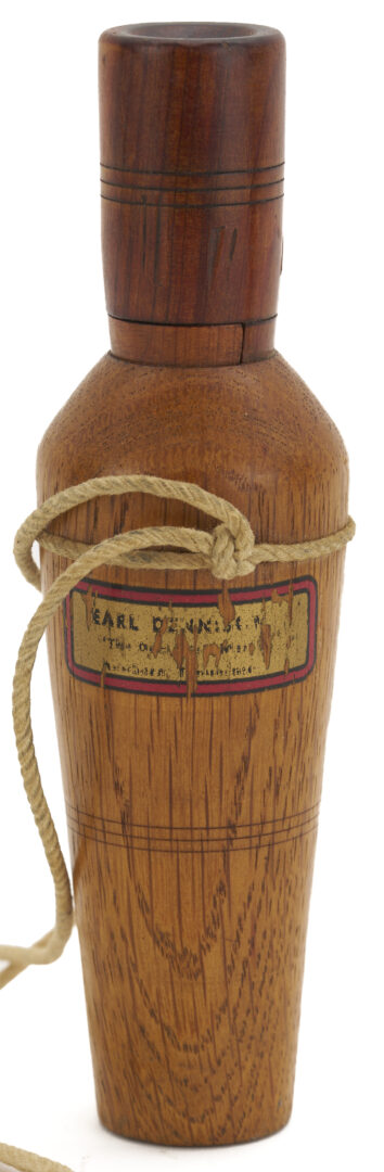 Lot 1071: Three Duck Related Items: 2 Duck Calls & 1 Contemporary Decoy