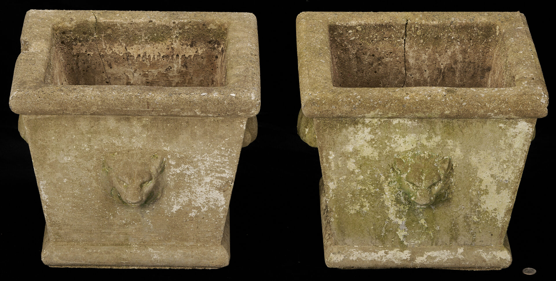 Lot 1074: Pair of American Cast Stone Planters, Callahan Family of Knoxville, TN
