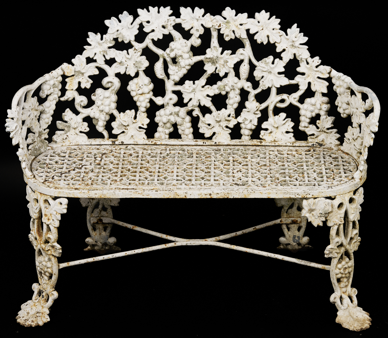 Lot 1075: Pair of Grape and Vine Iron Garden Benches, Callahan Family of Knoxville, TN